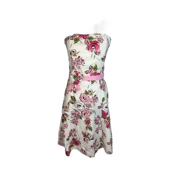 New! Women’s Floral Fit & Flare White/Pink Midi Dress 4 - Picture 1 of 13